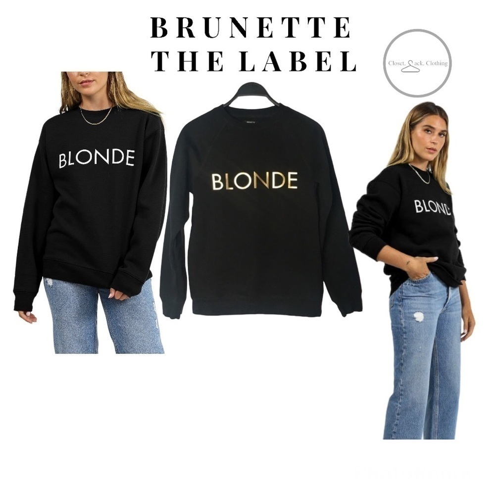 Brunette The Label Blonde Core Crew Sweatshirt in Gold Font Size Small/Medium